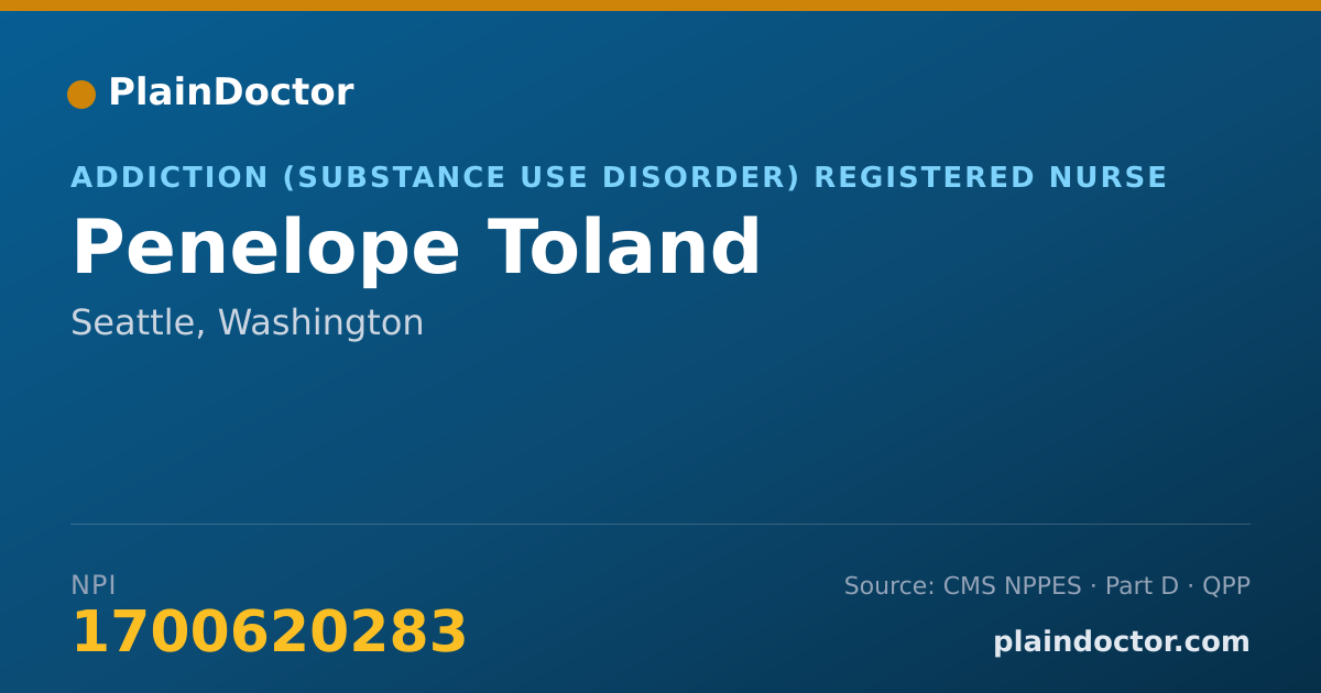 Shareable card for Penelope Toland - Addiction (Substance Use Disorder) Registered Nurse, Seattle, WA