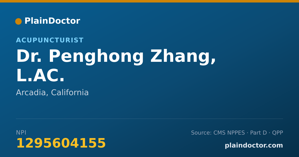 Shareable card for Penghong Zhang, L.AC. - Acupuncturist, Arcadia, CA