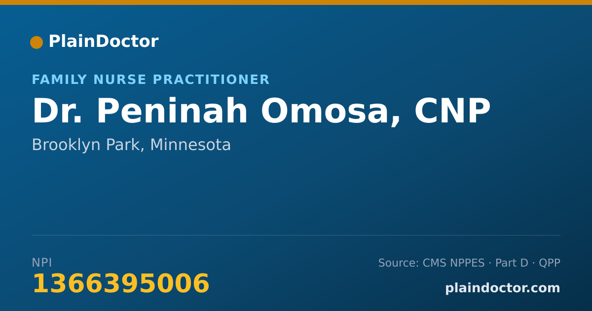 Shareable card for Peninah Omosa, CNP - Family Nurse Practitioner, Brooklyn Park, MN