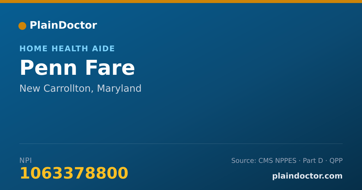Shareable card for Penn Fare - Home Health Aide, New Carrollton, MD