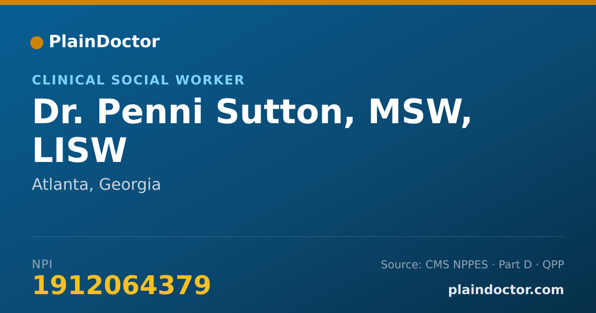 Shareable card for Penni Sutton, MSW, LISW - Clinical Social Worker, Atlanta, GA