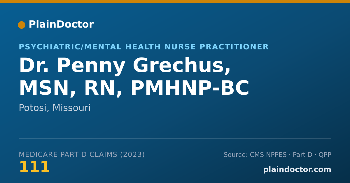 Shareable card for Penny Grechus, MSN, RN, PMHNP-BC - Psychiatric/Mental Health Nurse Practitioner, Potosi, MO