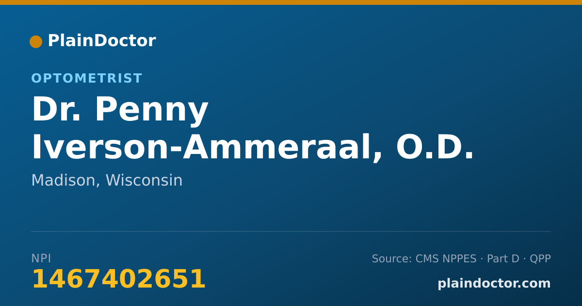 Shareable card for Penny Iverson-Ammeraal, O.D. - Optometrist, Madison, WI