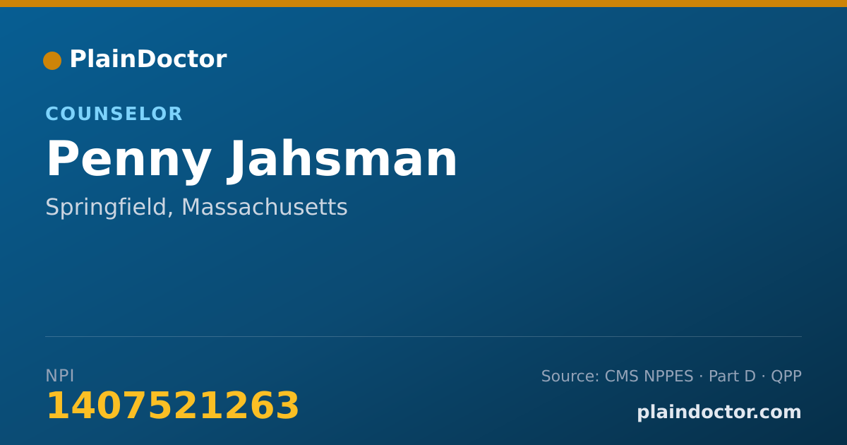 Shareable card for Penny Jahsman - Counselor, Springfield, MA