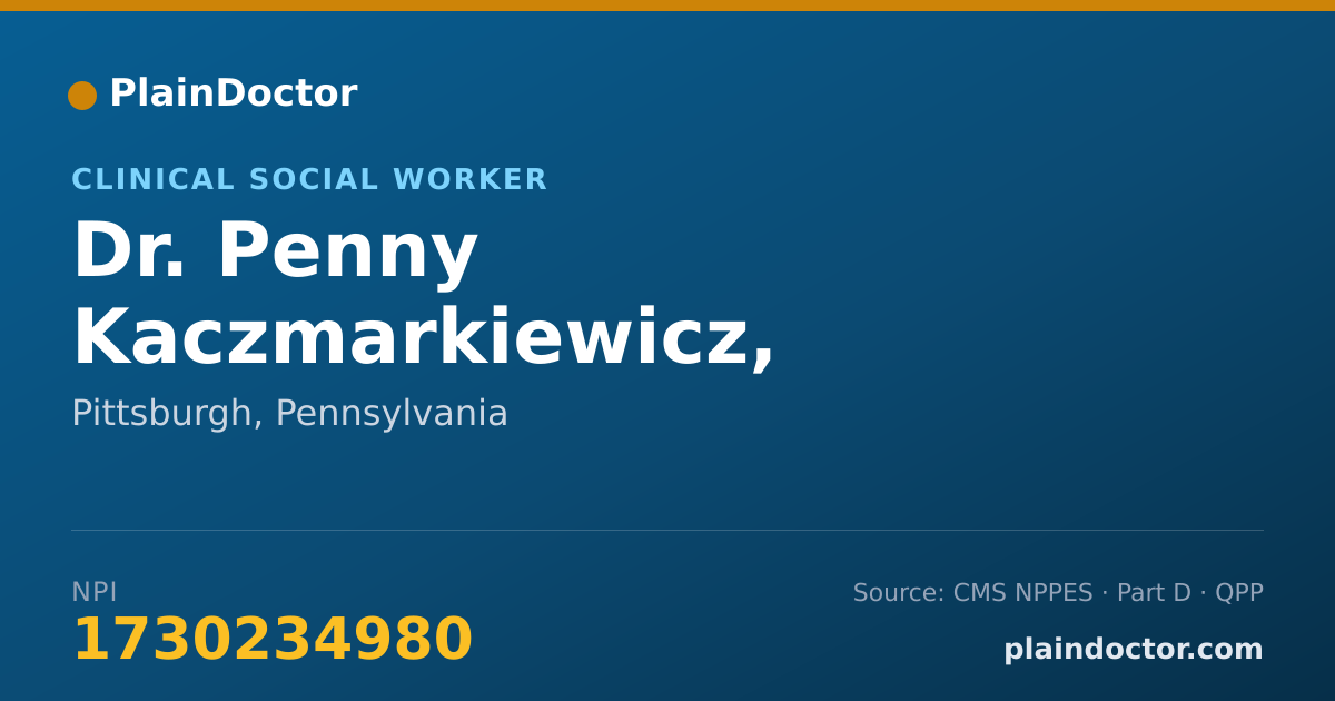 Shareable card for Penny Kaczmarkiewicz, MSW,LSW - Clinical Social Worker, Pittsburgh, PA