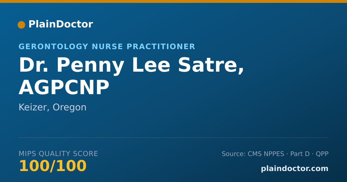 Shareable card for Penny Lee Satre, AGPCNP - Gerontology Nurse Practitioner, Keizer, OR