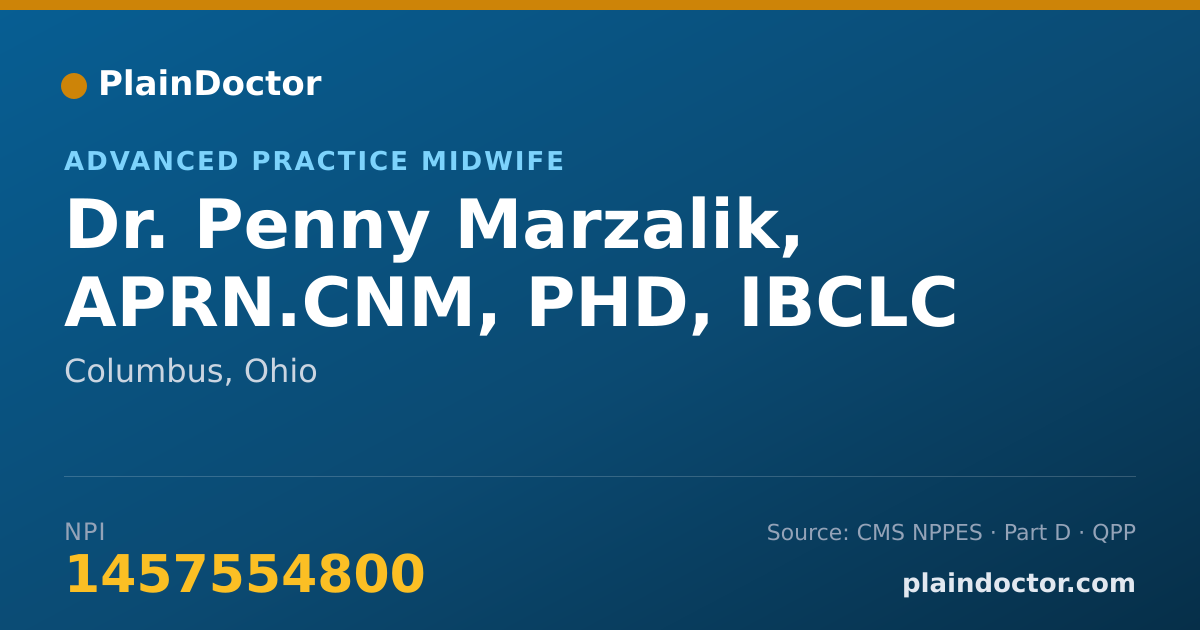 Shareable card for Penny Marzalik, APRN.CNM, PHD, IBCLC - Advanced Practice Midwife, Columbus, OH