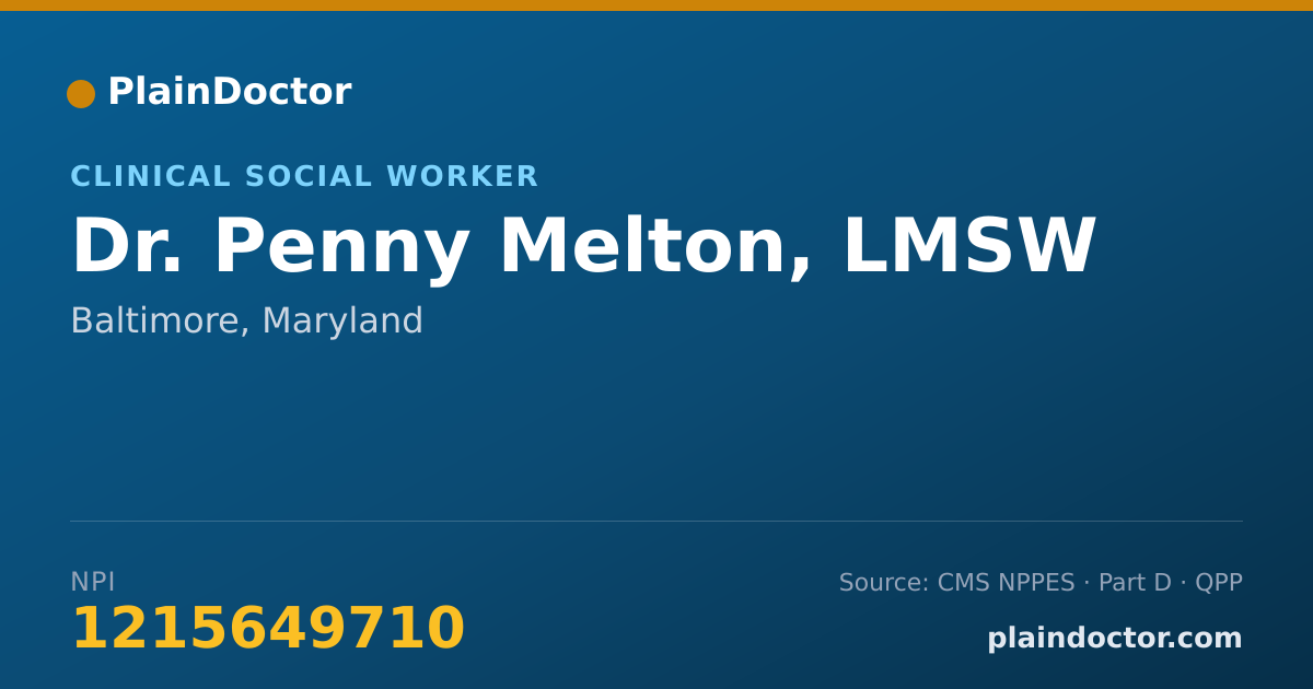 Shareable card for Penny Melton, LMSW - Clinical Social Worker, Baltimore, MD