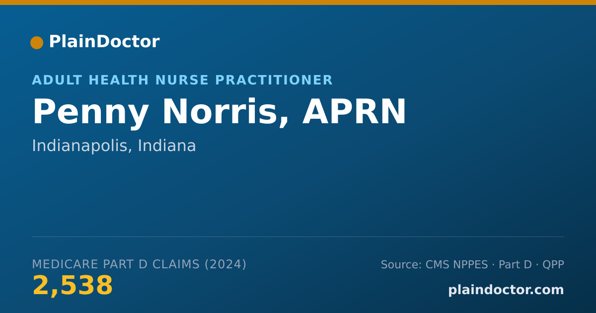 Shareable card for Penny Norris, APRN - Adult Health Nurse Practitioner, Indianapolis, IN