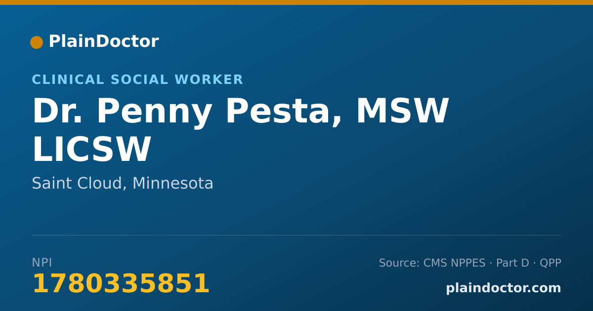Shareable card for Penny Pesta, MSW LICSW - Clinical Social Worker, Saint Cloud, MN