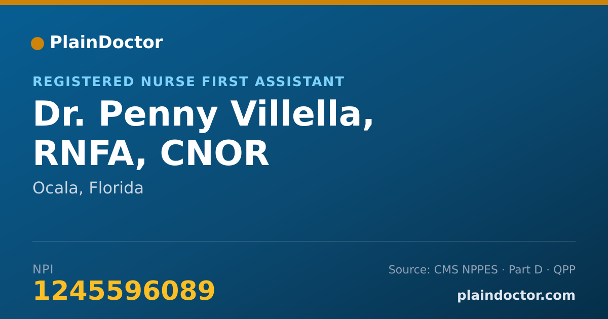 Shareable card for Penny Villella, RNFA, CNOR - Registered Nurse First Assistant, Ocala, FL