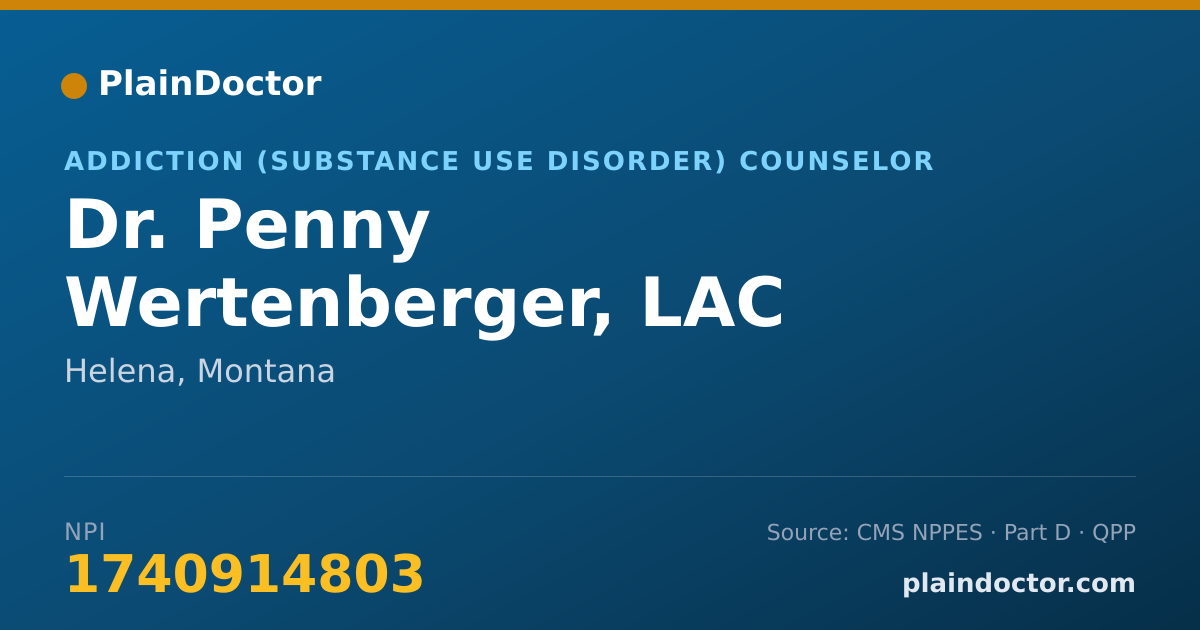 Shareable card for Penny Wertenberger, LAC - Addiction (Substance Use Disorder) Counselor, Helena, MT