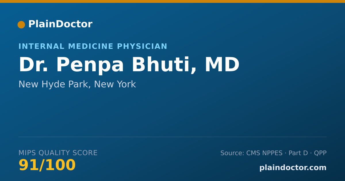 Shareable card for Penpa Bhuti, MD - Internal Medicine Physician, New Hyde Park, NY