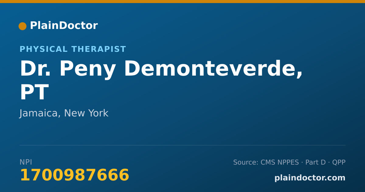 Shareable card for Peny Demonteverde, PT - Physical Therapist, Jamaica, NY
