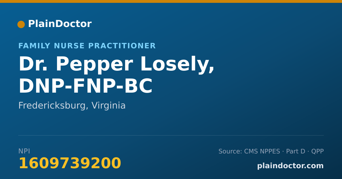 Shareable card for Pepper Losely, DNP-FNP-BC - Family Nurse Practitioner, Fredericksburg, VA