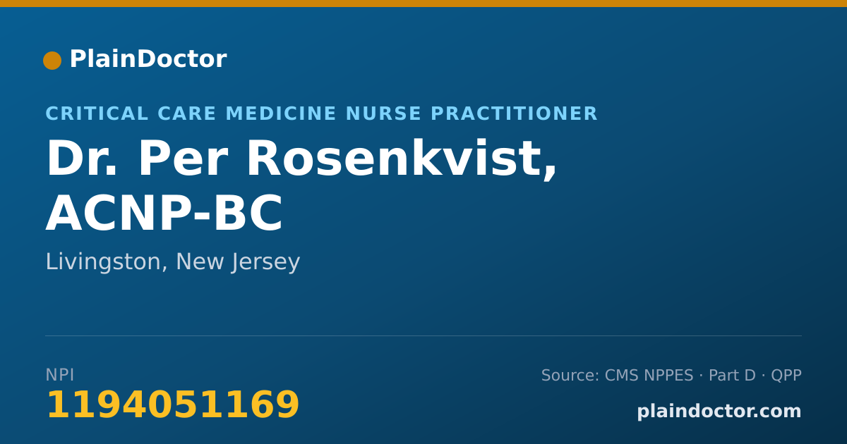 Shareable card for Per Rosenkvist, ACNP-BC - Critical Care Medicine Nurse Practitioner, Livingston, NJ