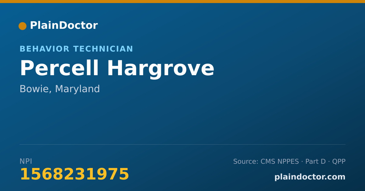 Shareable card for Percell Hargrove - Behavior Technician, Bowie, MD