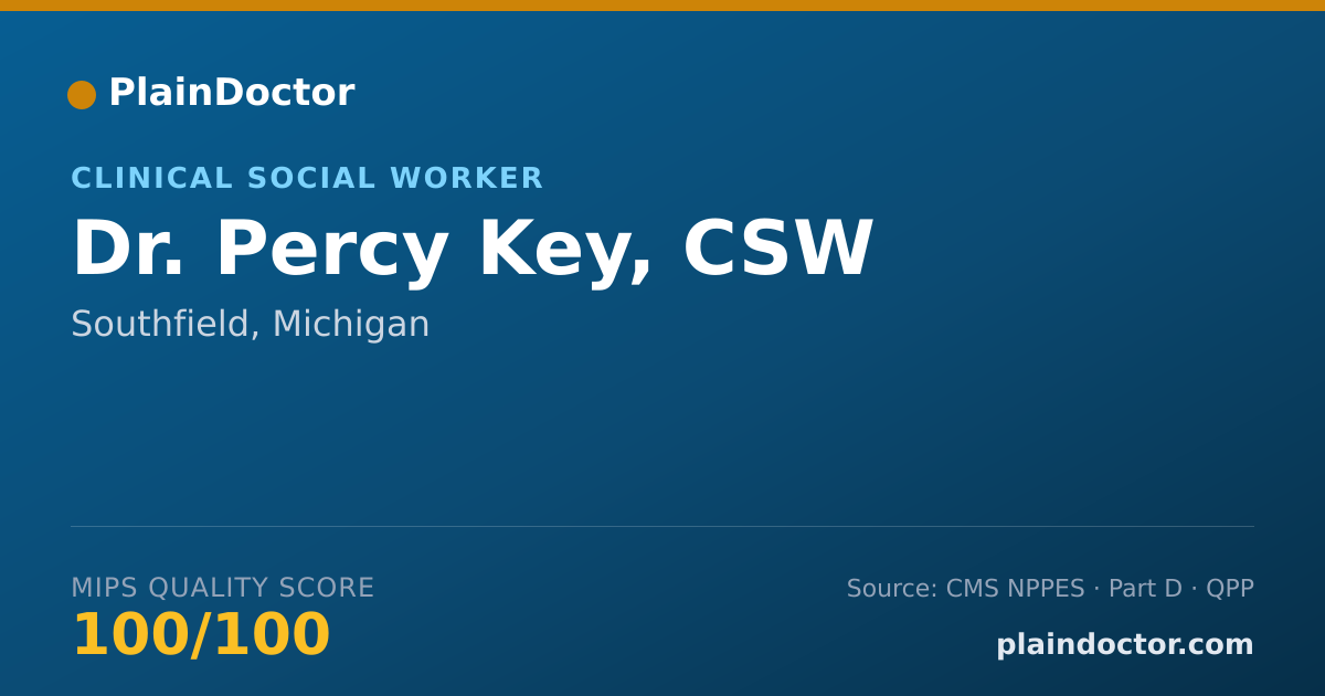 Shareable card for Percy Key, CSW - Clinical Social Worker, Southfield, MI