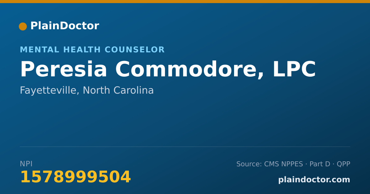 Shareable card for Peresia Commodore, LPC - Mental Health Counselor, Fayetteville, NC