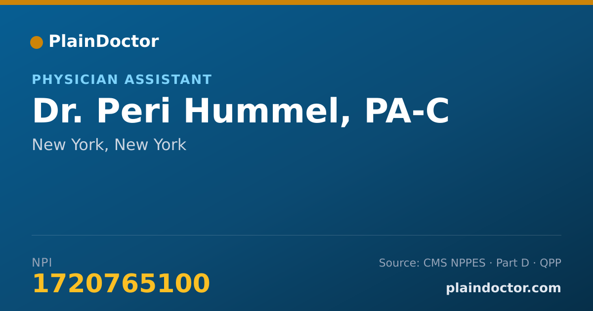 Shareable card for Peri Hummel, PA-C - Physician Assistant, New York, NY