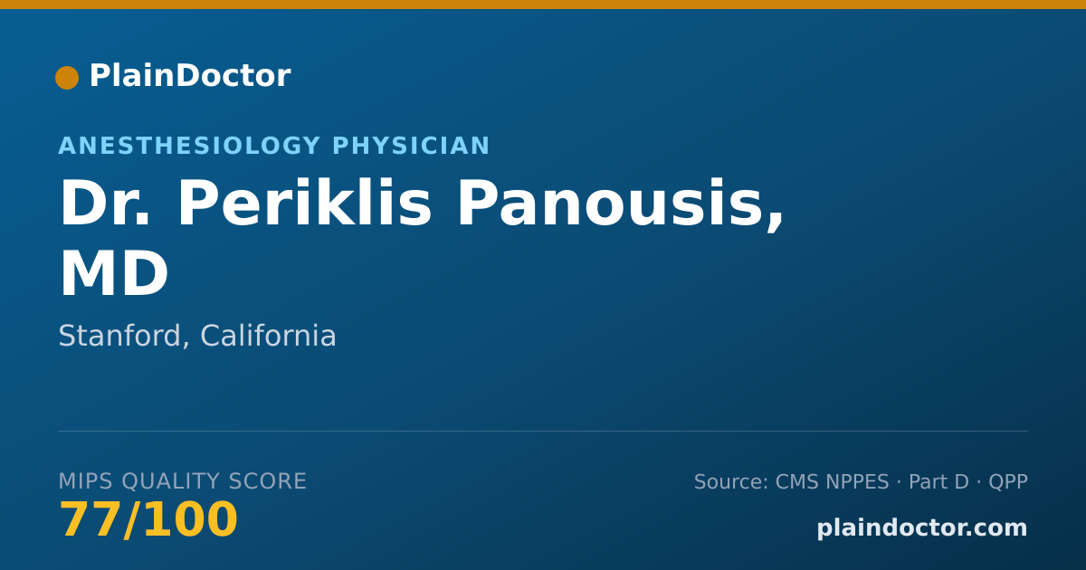 Shareable card for Periklis Panousis, MD - Anesthesiology Physician, Stanford, CA