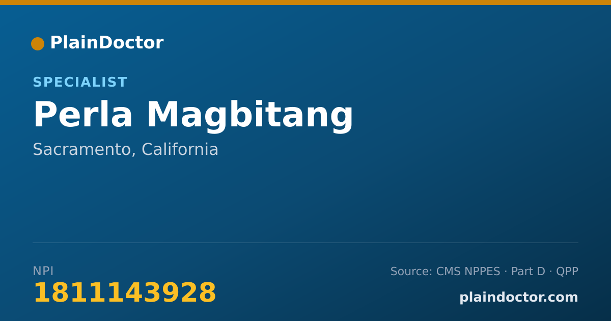Shareable card for Perla Magbitang - Specialist, Sacramento, CA