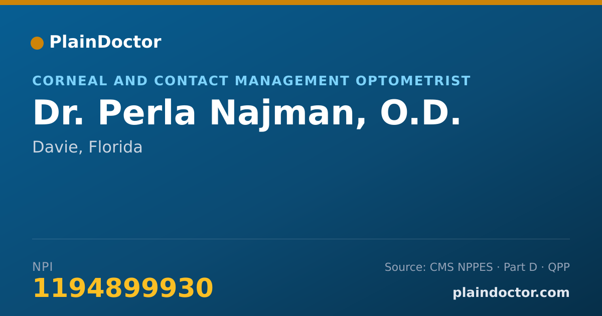 Shareable card for Perla Najman, O.D. - Corneal and Contact Management Optometrist, Davie, FL