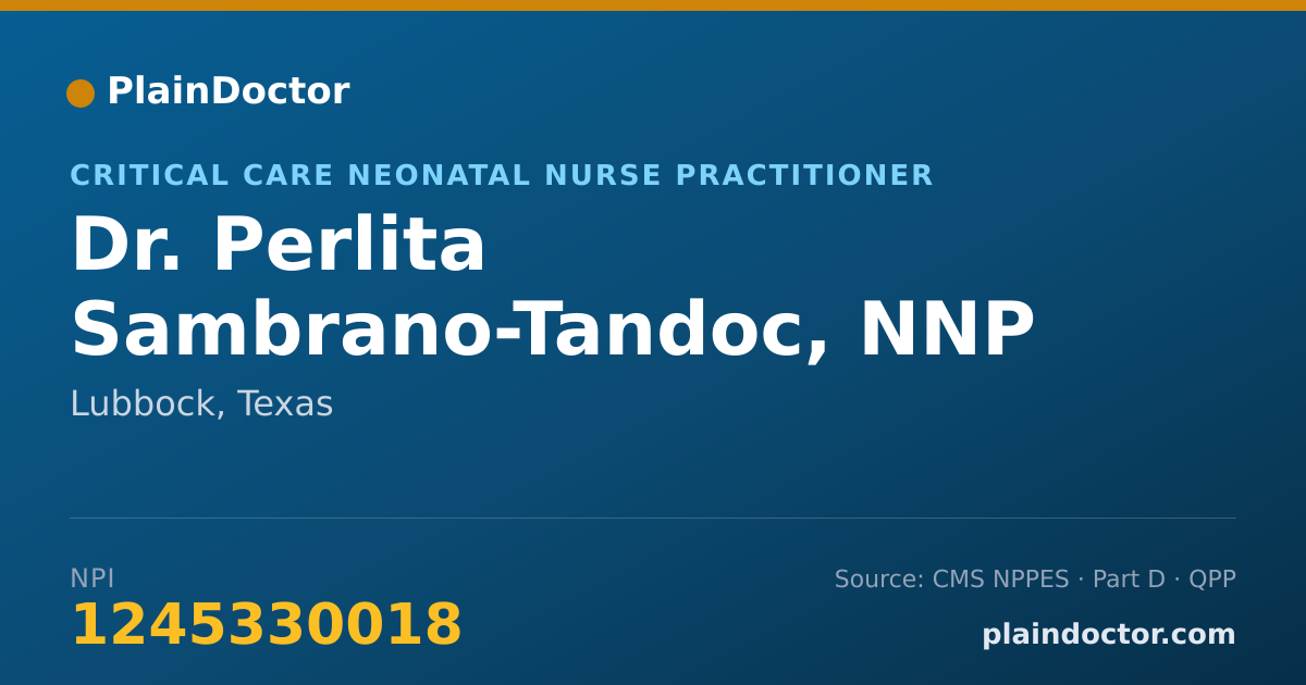 Shareable card for Perlita Sambrano-Tandoc, NNP - Critical Care Neonatal Nurse Practitioner, Lubbock, TX