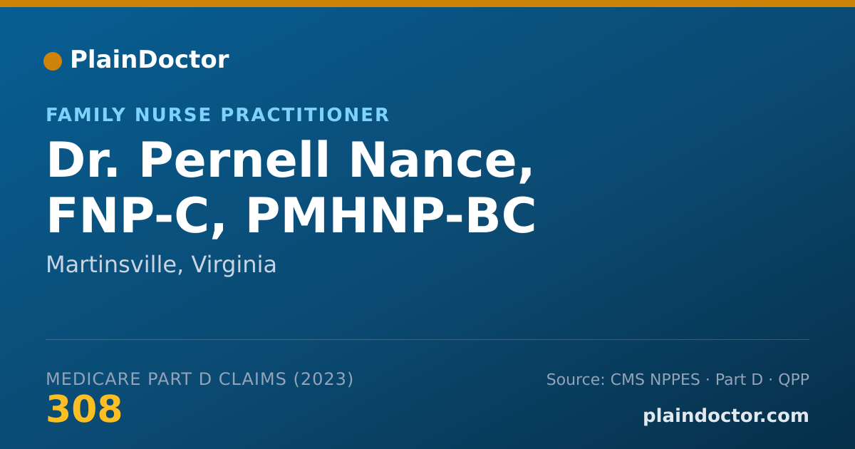 Shareable card for Pernell Nance, FNP-C, PMHNP-BC - Family Nurse Practitioner, Martinsville, VA