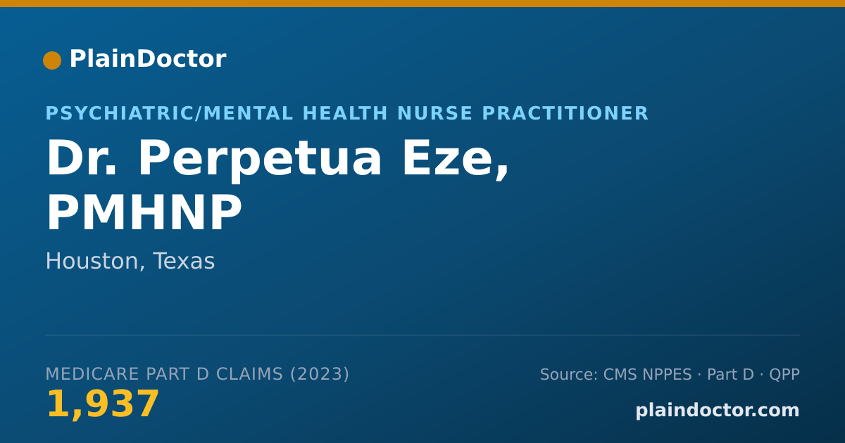 Shareable card for Perpetua Eze, PMHNP - Psychiatric/Mental Health Nurse Practitioner, Houston, TX