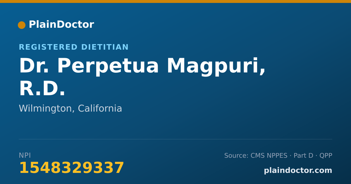 Shareable card for Perpetua Magpuri, R.D. - Registered Dietitian, Wilmington, CA