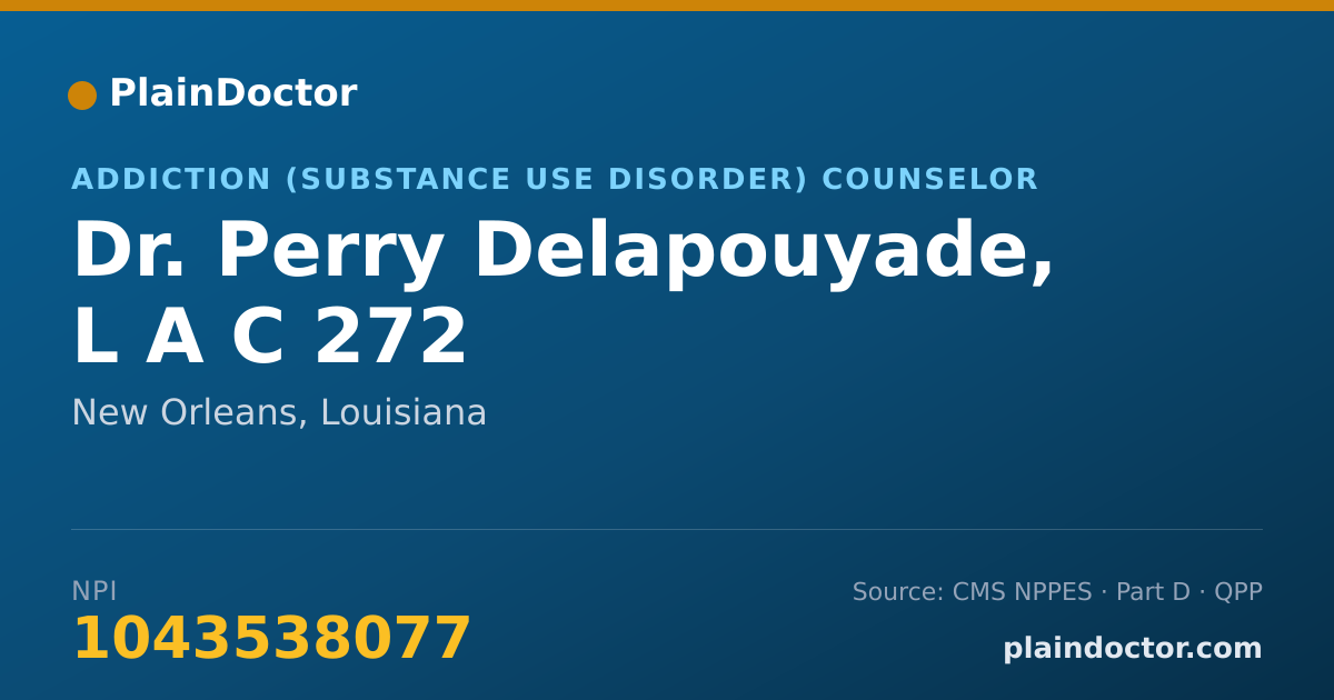 Shareable card for Perry Delapouyade, L A C 272 - Addiction (Substance Use Disorder) Counselor, New Orleans, LA
