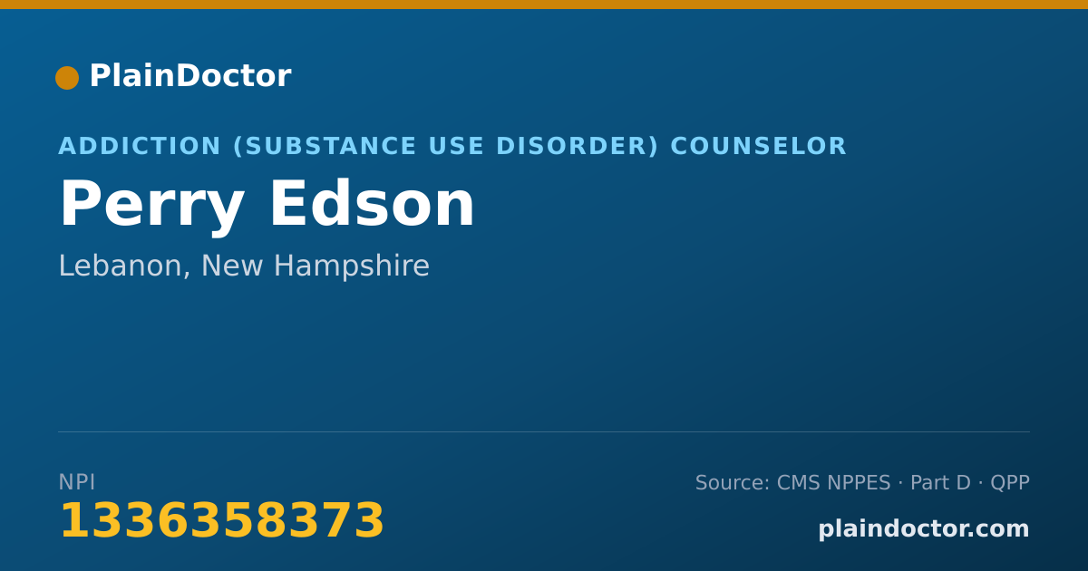 Shareable card for Perry Edson - Addiction (Substance Use Disorder) Counselor, Lebanon, NH