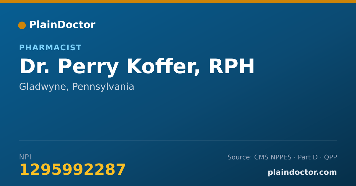 Shareable card for Perry Koffer, RPH - Pharmacist, Gladwyne, PA