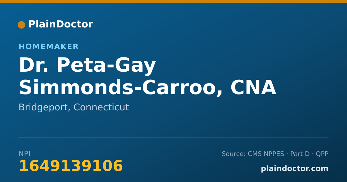 Shareable card for Peta-Gay Simmonds-Carroo, CNA - Homemaker, Bridgeport, CT