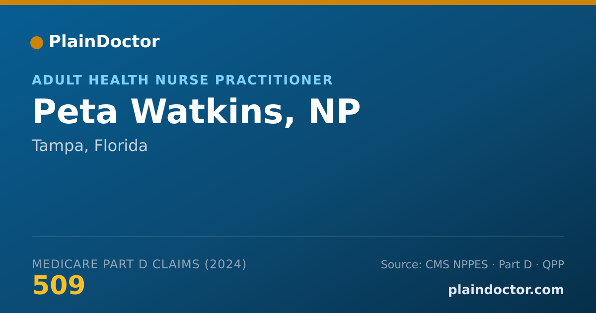 Shareable card for Peta Watkins, NP - Adult Health Nurse Practitioner, Tampa, FL