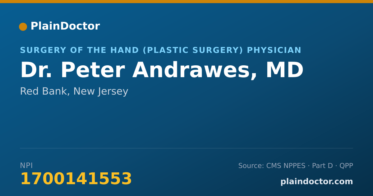 Shareable card for Peter Andrawes, MD - Surgery of the Hand (Plastic Surgery) Physician, Red Bank, NJ