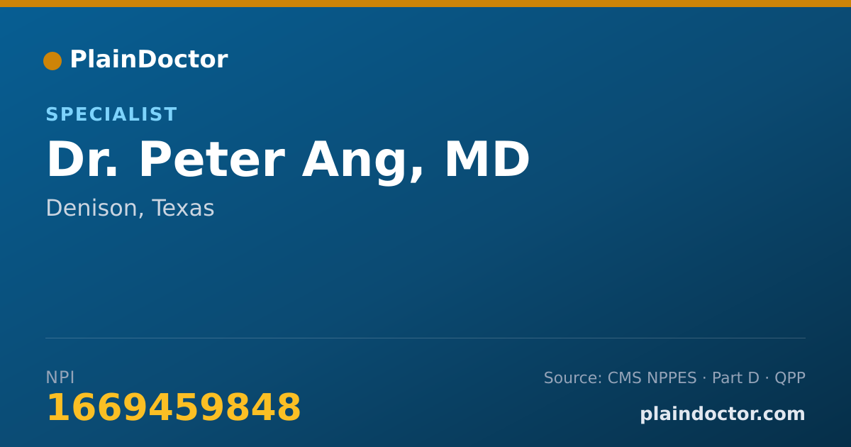 Shareable card for Peter Ang, MD - Specialist, Denison, TX