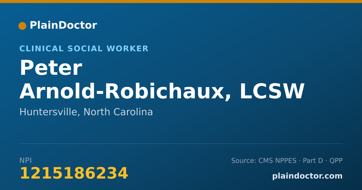 Shareable card for Peter Arnold-Robichaux, LCSW - Clinical Social Worker, Huntersville, NC