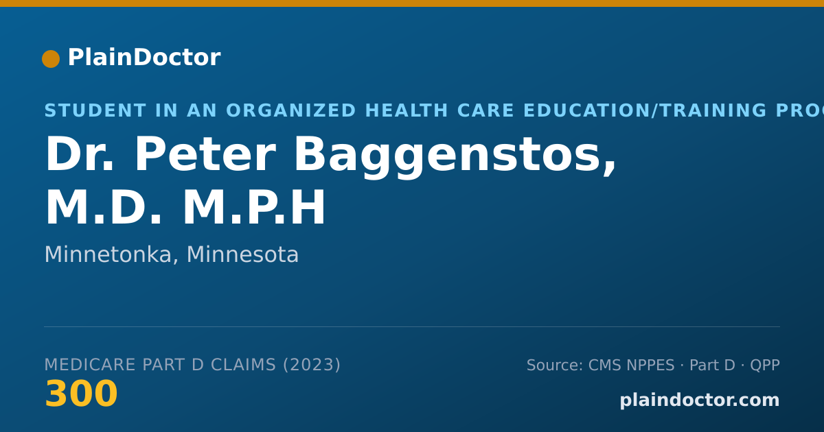 Shareable card for Peter Baggenstos, M.D. M.P.H - Student in an Organized Health Care Education/Training Program, Minnetonka, MN