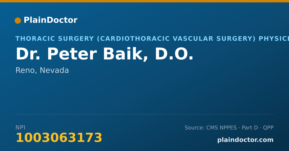 Shareable card for Peter Baik, D.O. - Thoracic Surgery (Cardiothoracic Vascular Surgery) Physician, Reno, NV