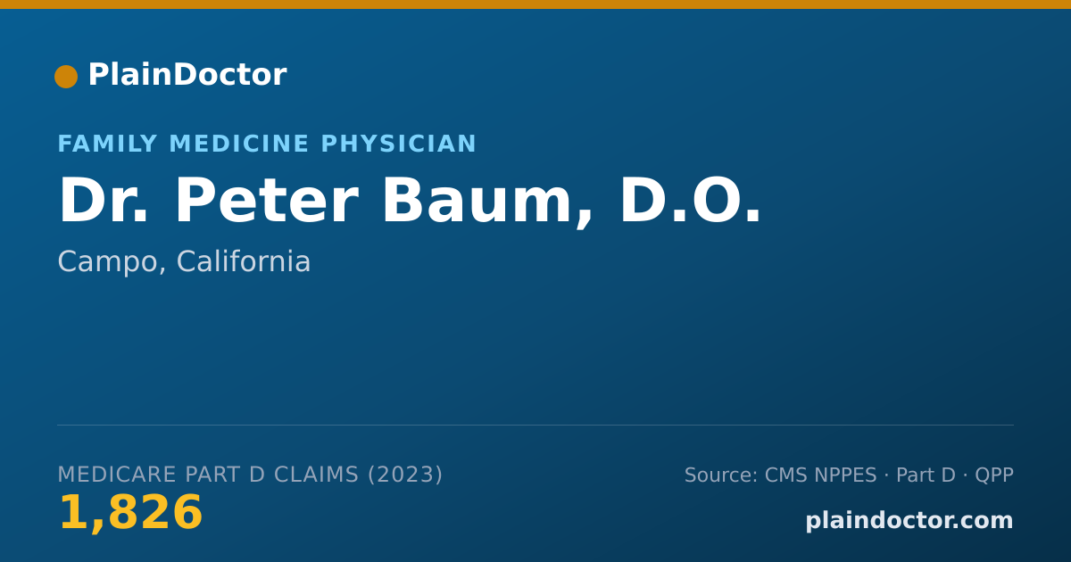 Shareable card for Peter Baum, D.O. - Family Medicine Physician, Campo, CA