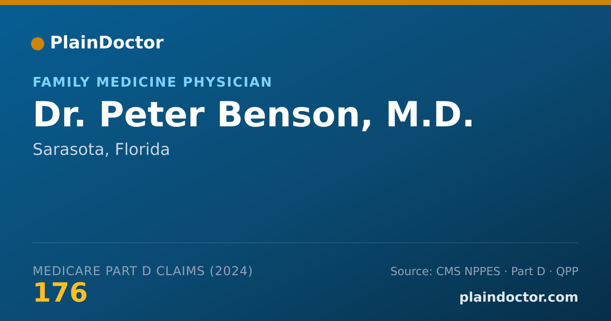 Shareable card for Peter Benson, M.D. - Family Medicine Physician, Sarasota, FL