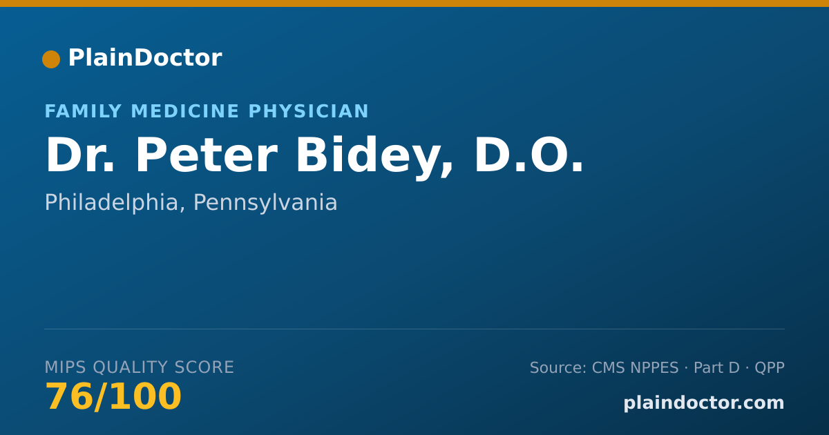 Shareable card for Peter Bidey, D.O. - Family Medicine Physician, Philadelphia, PA