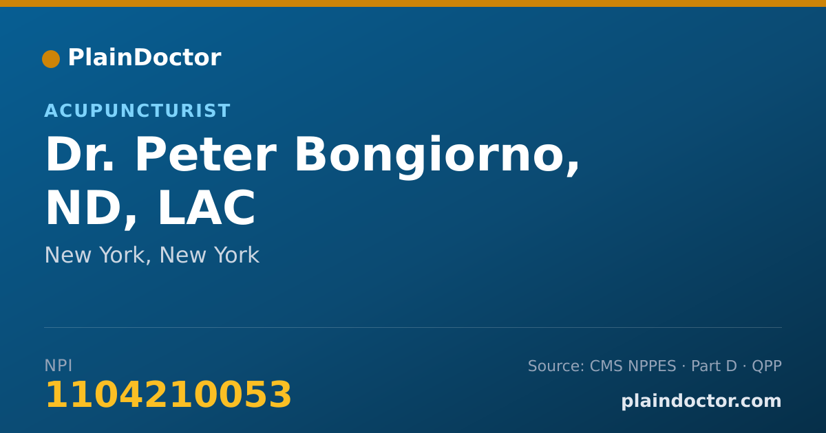 Shareable card for Peter Bongiorno, ND, LAC - Acupuncturist, New York, NY