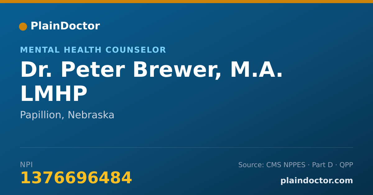 Shareable card for Peter Brewer, M.A. LMHP - Mental Health Counselor, Papillion, NE