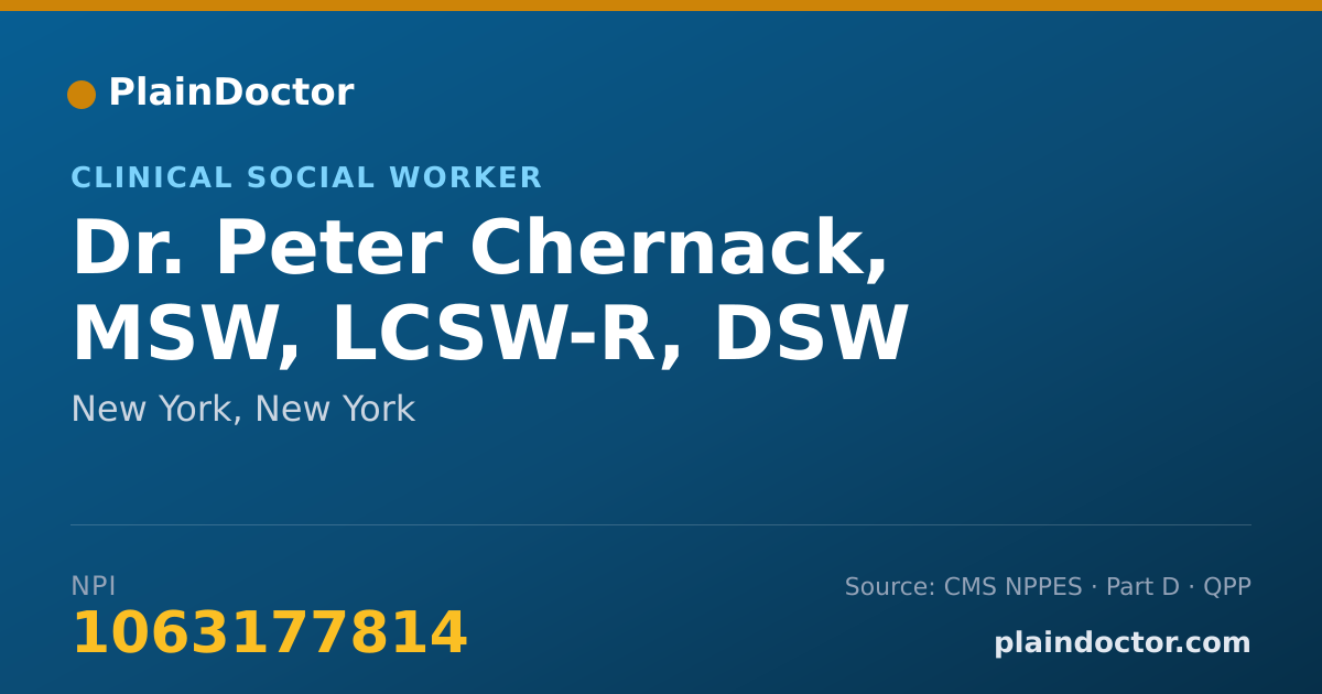 Shareable card for Peter Chernack, MSW, LCSW-R, DSW - Clinical Social Worker, New York, NY