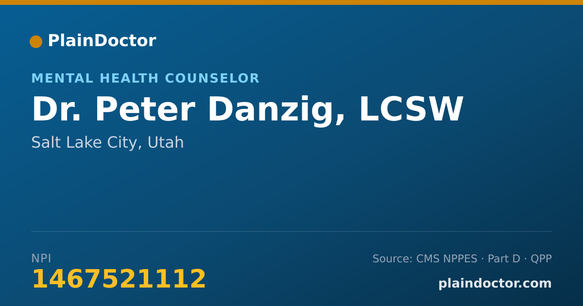 Shareable card for Peter Danzig, LCSW - Mental Health Counselor, Salt Lake City, UT
