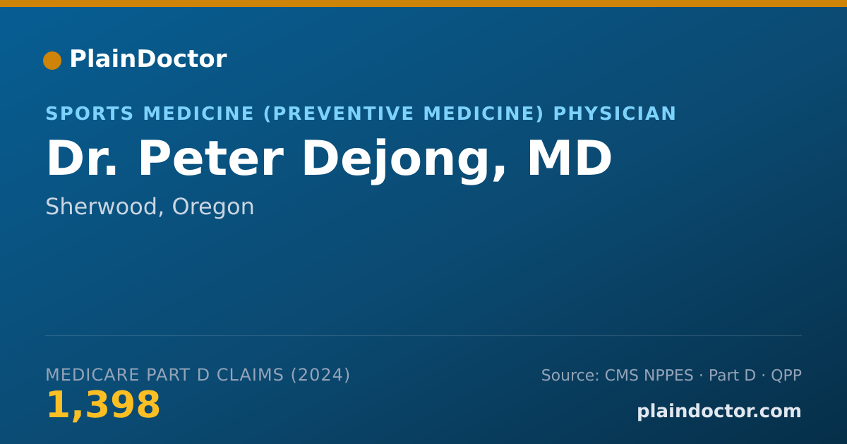 Shareable card for Peter Dejong, MD - Sports Medicine (Preventive Medicine) Physician, Sherwood, OR