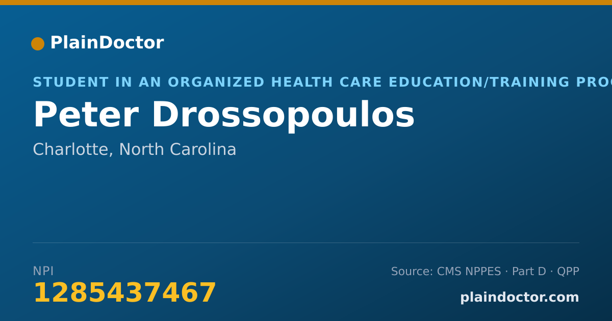 Shareable card for Peter Drossopoulos - Student in an Organized Health Care Education/Training Program, Charlotte, NC
